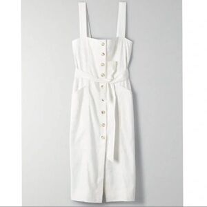 Sz 0 ARITZIA Babaton Kofi Linen Tie Waist Dress in White